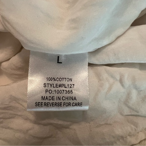 Pink Lily Beach Boho Cream Double Gauze Babydoll Mini Dress w/ Pockets sz L - Picture 10 of 16